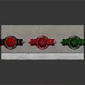 Building Exterior Metal Fire Hydrants In Black Red Green With White Base