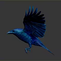 Blue Eagle With Spread Wings 3D Artistic Model On Gray Background Showing Reflection