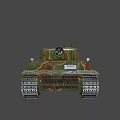 Military Camouflage Tank With Long Gun Barrel Tracks And Turret Machine Gun