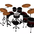 TAMA Complete Drum Set With Red Drums Chrome Cymbals And Metal Stands