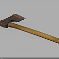 Vintage Axe with Wooden Handle and Rustic Metal Head Displayed on Dark Background