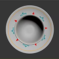 White Decorative Bowl And Plate With Red Teal Leaf Patterns And Yellow Trim