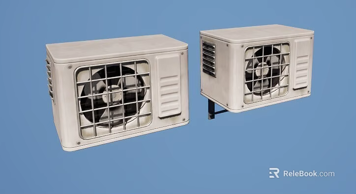Two White Industrial Exhaust Fans With Metal Grilles And Mounted Brackets 3d model 