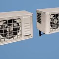 Two White Industrial Exhaust Fans With Metal Grilles And Mounted Brackets