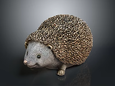 Decorative Hedgehog Figurine With Textured Brown Exterior And Gray Face 3d model