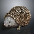 Decorative Hedgehog Figurine With Textured Brown Exterior And Gray Face