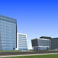 Modern Office Building Complex With Glass Facade And Contemporary Architecture 3d model