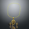Elegant Golden Leaf Pendant Necklace With Matching Leaf Earrings Set Design