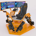 Modern game machine six cylinder dynamic car driving simulator 3d model