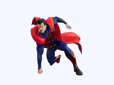 Superman Game Movie Character Flying Pose With Blue Costume and Red Cape 3d model