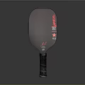 Durable Pickleball Paddle With Black Frame Dark Surface Red Logo And Wrapped Handle