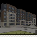 Modern Multi Storey Residential Building With Brown And Gray Exterior Greenery And Street Lamps