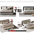 Elegant Modern Double Bed With Upholstered Headboard Decorative Pillows And Nightstands 3d model
