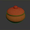 Orange Round Storage Container With Lid And Smooth Surface For Home Use 3d model