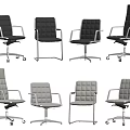 Modern Office Chairs In Black And White Leather With Tufted Design And Wheels