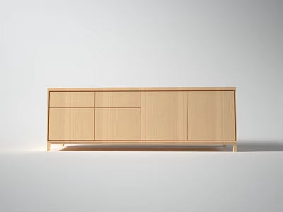 Modern Minimalist Wooden TV Stand With Light Wood Finish And Storage Cabinets 3d model