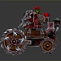 Metallic Utility Vehicle With Red Accents Green Top And Textured Wheels