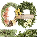 Decorative Door Hanging Wreath With Yellow Bow Welcome Sign Green Leaves And Flowers