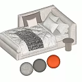 Modern Light Gray Bed Interior With Bedding Pillows Side Table And Color Options 3d model