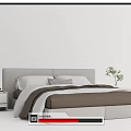 Double Bed with Upholstered Headboard Pillows Brown White Bedspread and Nightstand Small Decor