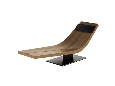 Elegant Modern Wooden Lounge Chair With Walnut Frame Black Backrest And Metal Base 3d model