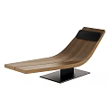 Elegant Modern Wooden Lounge Chair With Walnut Frame Black Backrest And Metal Base