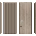 Various Modern Wooden Hinged Doors With Different Textures And Handles 3d model