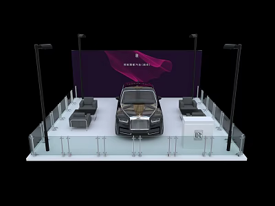 Luxury Rolls Royce Car Display On Exhibition Stand With Lighting And Backdrop 3d model