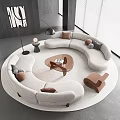 Curved Sofa Coffee Table Combination Special-shaped Sofa Multi-person Sofa Casual Sofa Glass Coffee Table 3d model