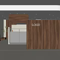 Modern Clothing Store Interior With Wooden Reception Desk Logo Mirror And Plant