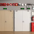 Safety Doors With Fire Extinguishers Alarm Devices And Indicator Lights 3d model