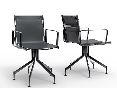 Modern Black Office Chair With Metal Frame Armrests And Swivel Base 3d model