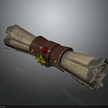 Vintage Scroll With Red Leather Bindings And Golden Star Adorned With Animal Motifs