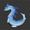Blue And White Mythical Creature Character With Spotted Body Horns And Tail 3D Model Design