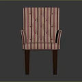 Stylish Pink And White Striped Accent Chair With Diamond Tufted Back And Wooden Legs