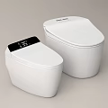 Two Modern White Smart Toilets With Digital Display And Sleek Design 3d model