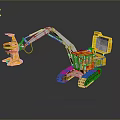 Yellow Utility Vehicle with Mechanical Arm Brown Tracks and Cab