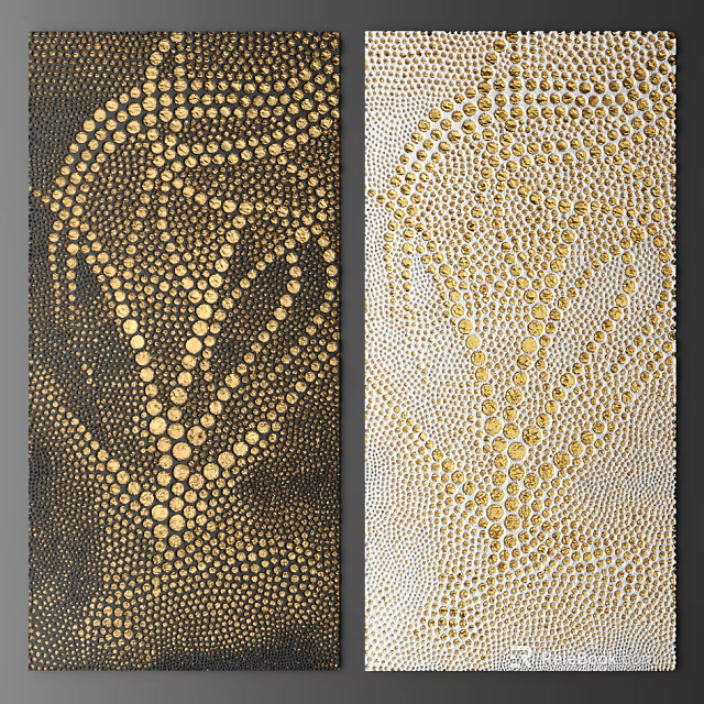 Elegant Wall Decor with Golden Dots Tree Branch Pattern on Dark and Light Backgrounds 3d model 