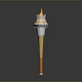 Contemporary Torch Design With Burning Flame Layered Top And Yellow Orange Pole