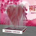 Transparent Acrylic Display Stand With Pink Background And Heart Patterns 2017