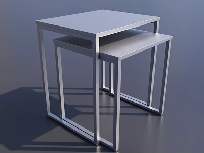 Multi functional Stackable Tables With Metal Frame And White Tabletop Modern Design 3d model