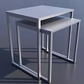 Multi functional Stackable Tables With Metal Frame And White Tabletop Modern Design 3d model