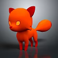 Cute Orange 3D Cartoon Fox Character With Big Eyes And Fluffy Tail