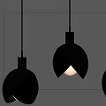 Elegant Modern Black Pendant Lights With Gold Interior Open Hanging Design 3d model