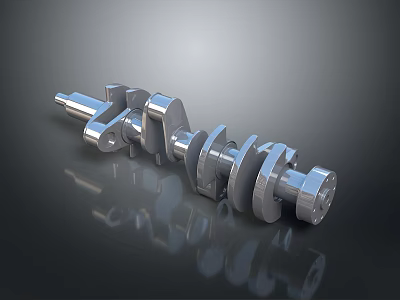Metallic Crankshaft Engine Part With Smooth Surface And Reflective Finish 3d model