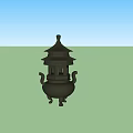 Traditional Black Ceramic Vessel with Multi Layered Structure Lid Handles and Base