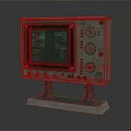 Vintage Industrial Computer Featuring Green Display Screen Metal Stand Buttons And Retro Design