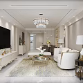 Modern Light Luxury Living And Dining Room With Elegant Decor And Panoramic City Lake View