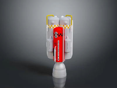 Red And White Mechanical Device With Yellow Handles And Control Panel Buttons 3d model