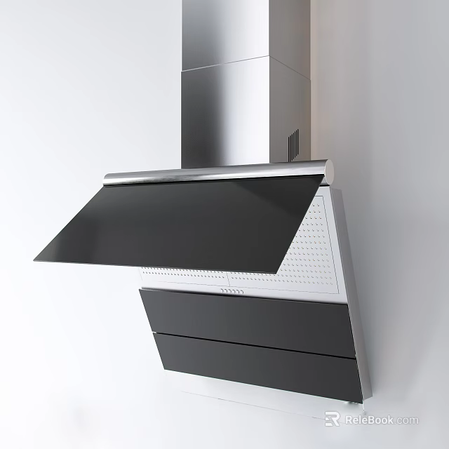 Modern Kitchen Range Hood Appliance With Stainless Steel Black Silver Sleek Design 3d model 